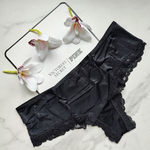 NWT VICTORIA'S SECRET VERY SEXY T-BACK LACE-TRIM CHEEKY PANTY IN BLACK SIZE SMAL